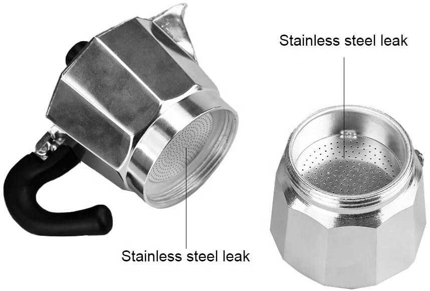 Removable Aluminum Coffee Maker With Filter Silver Moka Coffee Pot Espresso Latte Percolator