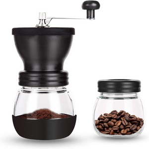 Wholesale Hand Crank Coffee Mill Ceramic Core Manual Coffee Grinder with Glass Jar