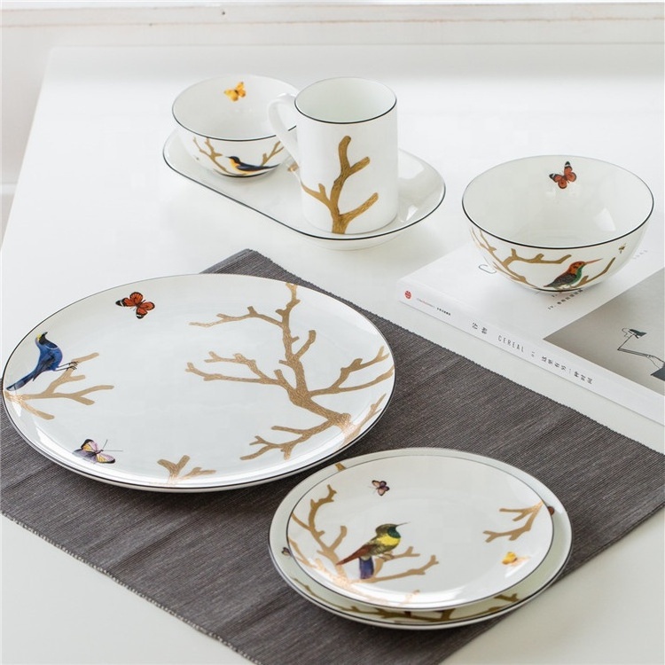 Living art italain spring style fine bone china colorful antique dinner set for sale