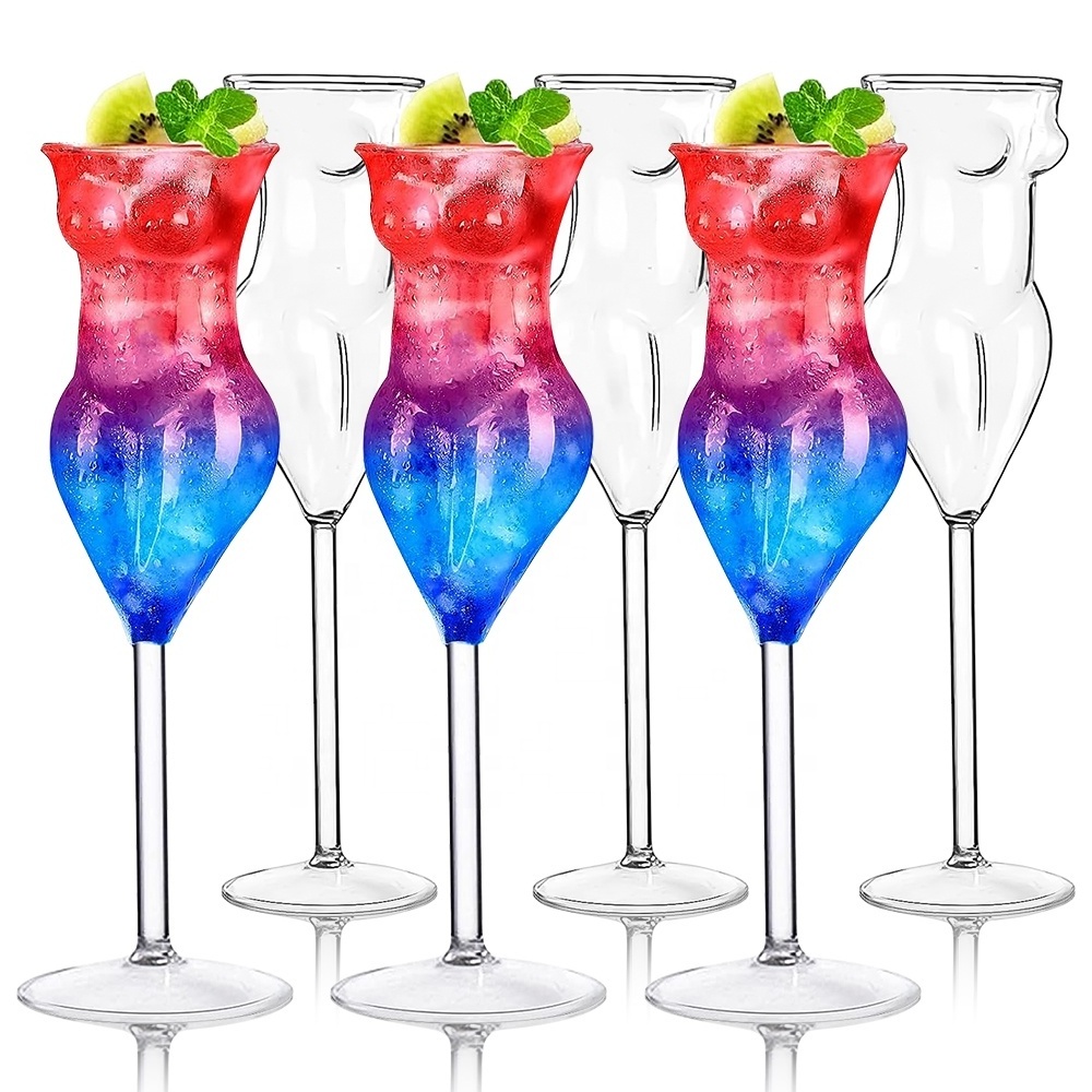 Novelty Beauty Miss Wine Glass Champagne Goblet Sexy Female Body Shaped Cocktail Glasses