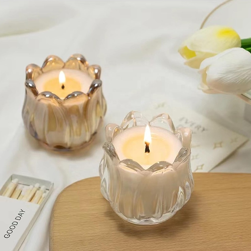 Decorative Votive Candle Stand Tulip Candlestick Glass Tea Light Candle Holder for Wedding