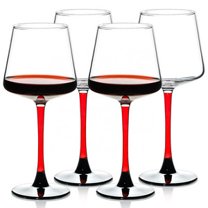 Classic Lead-free Crystal Glass Goblet Colored Stem Burgundy Glass Black Base Red Wine Glasses