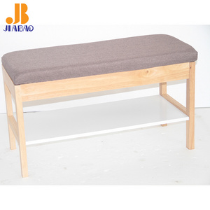 Modern Home Entryway Furniture One Tier Soft Seat Cushion Wood Shoe Bench Storage Shelf Rack Living Room Furniture 80*35*47CM