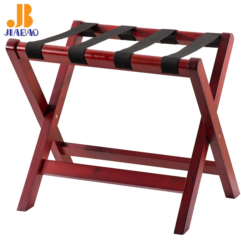 JB Foldable Wooden Folding Luggage Rack Hotel Furniture Wood Tray Stand