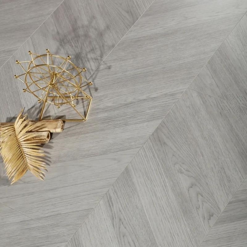 High Quality Waterproof laminated floor Grey Solid Wood Parquet fishbone Flooring