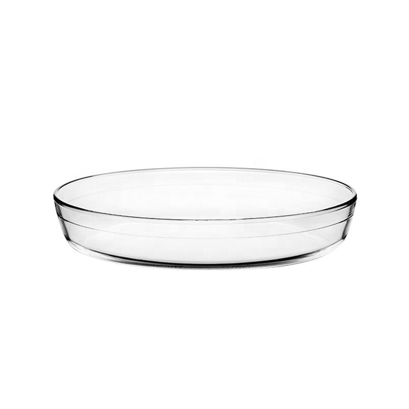 Round shape simple design 9.6 inch glass plate clear glass tableware flat food serving dish China manufacture glass dinner plate