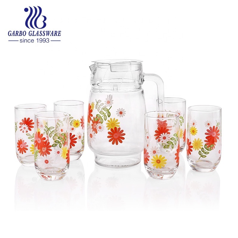 Strawberry Decal Water Jugs Cooler Tumbler Glasses With Lid Cups Juice Pitcher Bulk Juicer Factory Glass Jug Pitchers Cup Set