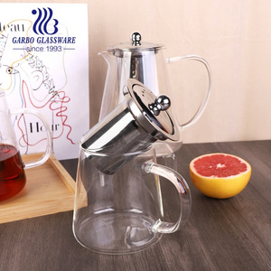 High Borosilicate Glass Carafe with 304 stainless steel filter infuser Coffee Pot Iced Tea Pitcher hot or cold liquid storage