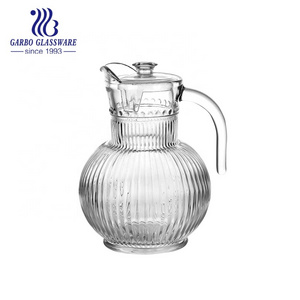 fashion design glass tea kettle 1.9L lantern shaped glass water jug with lid glass drinking pot