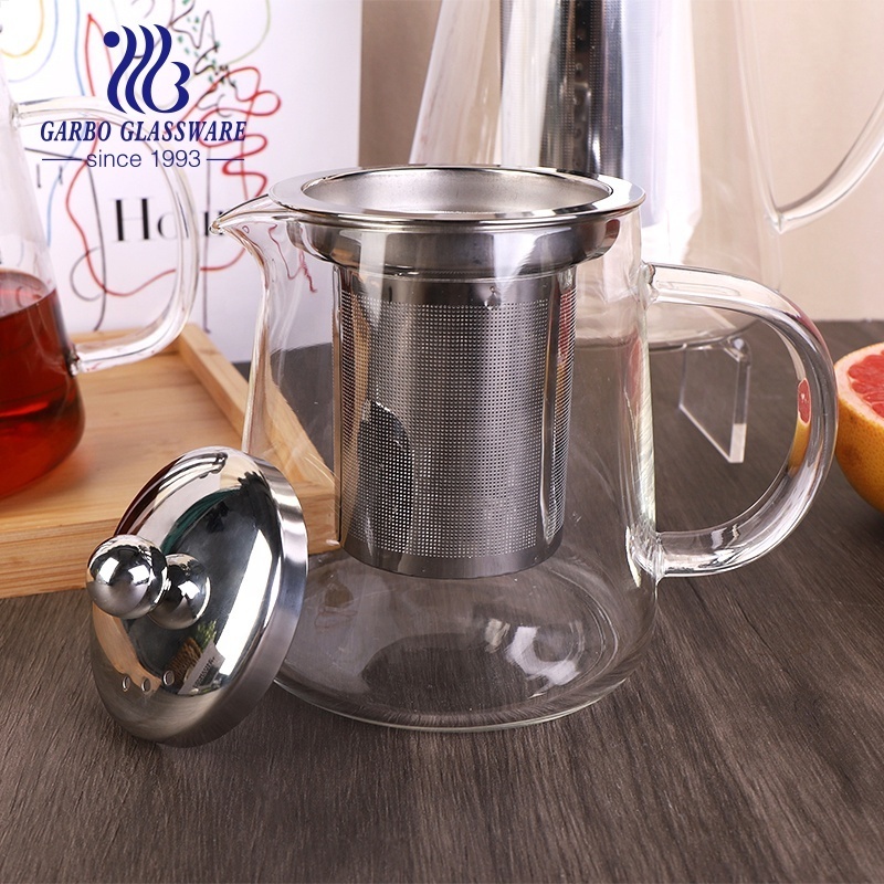 High Borosilicate Glass Carafe with 304 stainless steel filter infuser Coffee Pot Iced Tea Pitcher hot or cold liquid storage