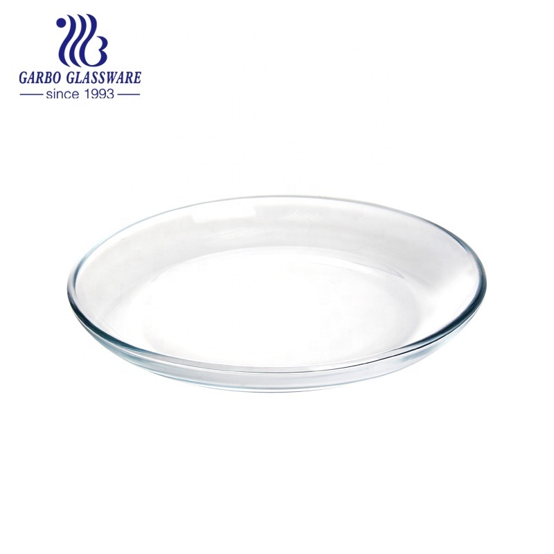 Round shape simple design 9.6 inch glass plate clear glass tableware flat food serving dish China manufacture glass dinner plate