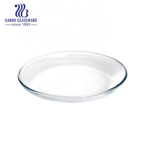 Round shape simple design 9.6 inch glass plate clear glass tableware flat food serving dish China manufacture glass dinner plate