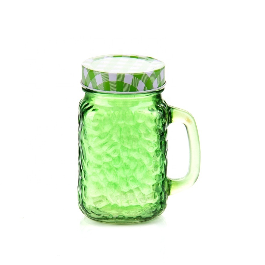 Wholesale 420ml Stylish Engraved Pattern Glass Mason Mug with Lid for Gifts and Summer Lemonade Juice Drinking Glass Jar