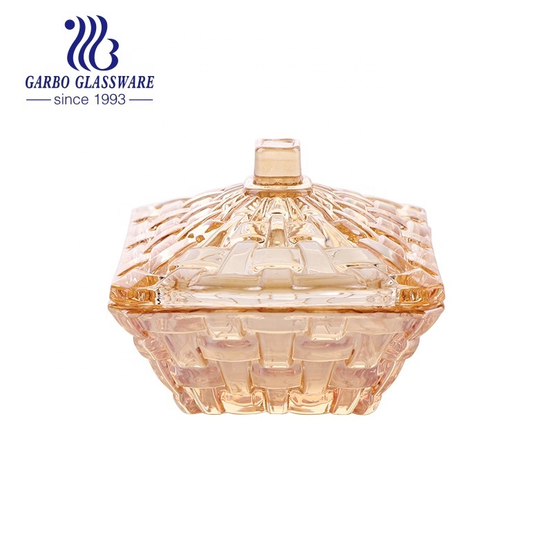 Big Size Arabic Style Golden Plating Glass Candy Jar with Stand Middle East Hot Selling High End Pot for Home Decoration