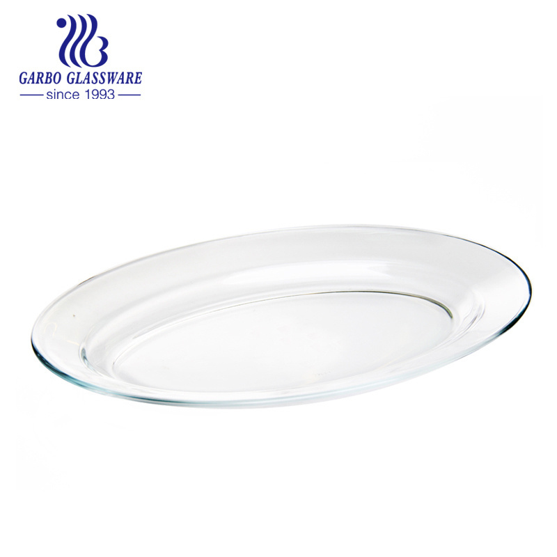 Oval shaped  clear glass dinner plates charge  platel serving plate dinner plates restaurant serving dishes for 5 star hotel