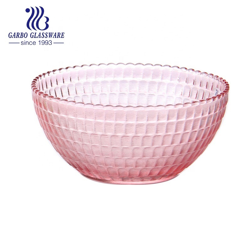 Stock glass fruit bowls with spray color fruit bowl dinner dish engraved bowl pink salad glassware dinnerware set