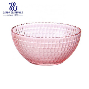 Stock glass fruit bowls with spray color fruit bowl dinner dish engraved bowl pink salad glassware dinnerware set