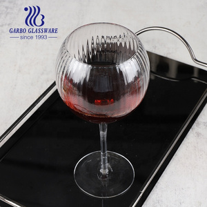 H Stripe Glassware with Stem Handmade Wine Cup 560ml Red Wine Glasses Clear Design Stemware Drinking Glass Cup for Wholesale