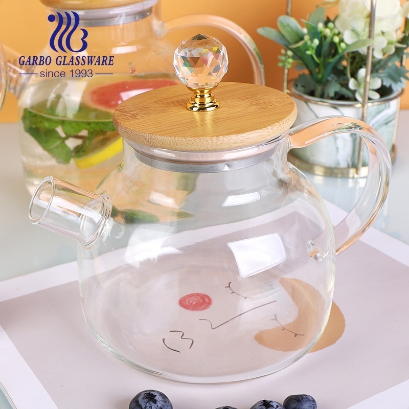 Heat Resistant Glass Teapot Stove top Kettle  high Borosilicate Glass Carafe  No-Dripping  For Hot Tea Cold Juice Water