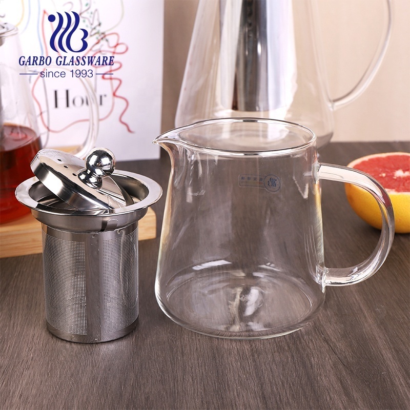 High Borosilicate Glass Carafe with 304 stainless steel filter infuser Coffee Pot Iced Tea Pitcher hot or cold liquid storage