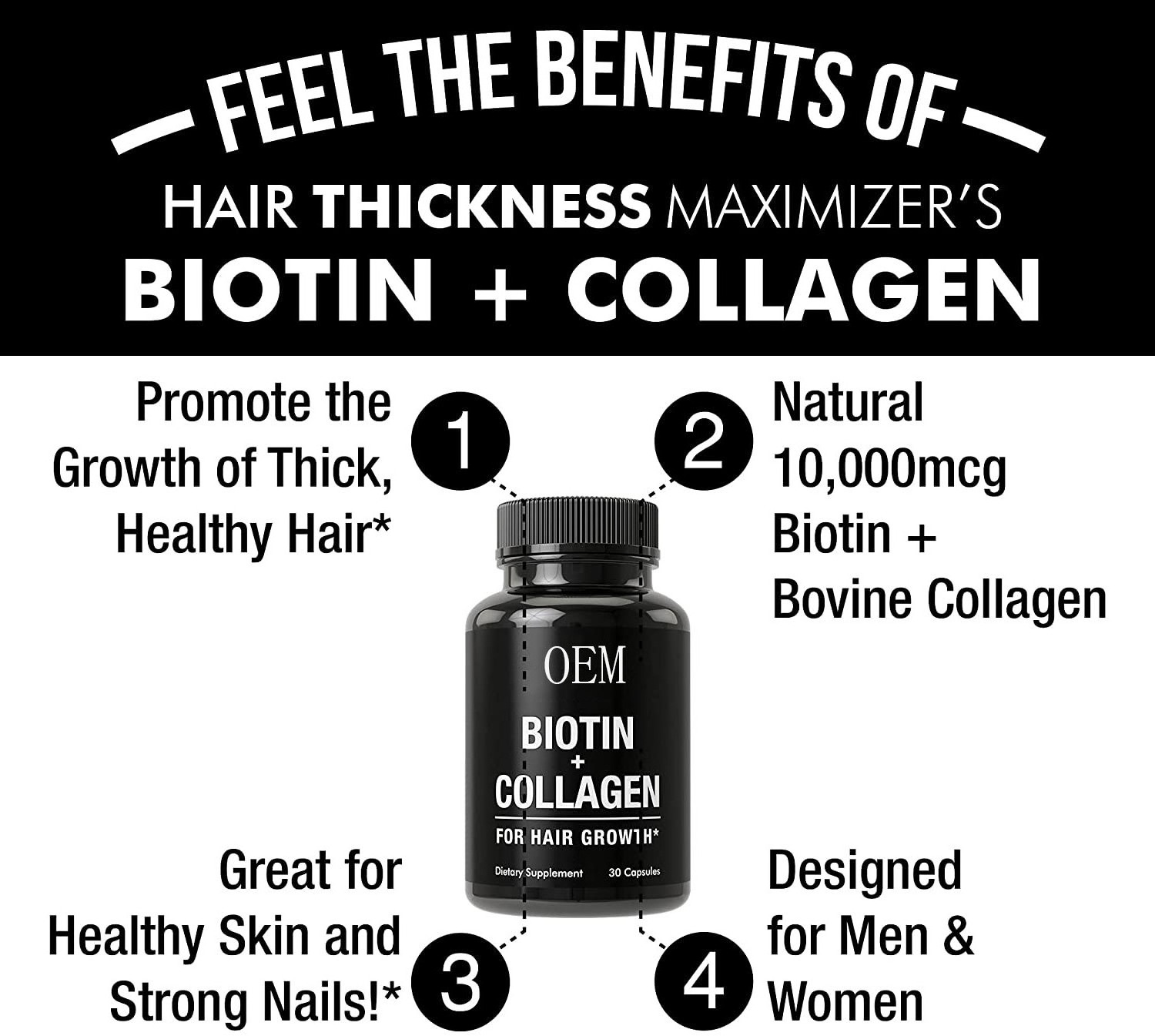 2022Private label biotin capsules hair vitamins with Collagen Keratin for hair growth skin nail care supplements pills