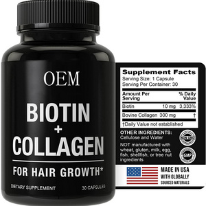 2022Private label biotin capsules hair vitamins with Collagen Keratin for hair growth skin nail care supplements pills