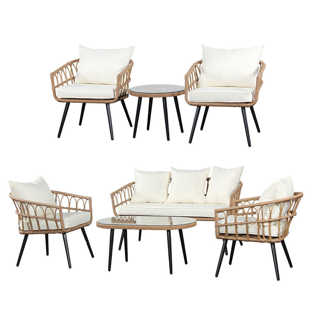 Wicker Furniture Outdoor 3 Piece Table And Chairs Set Patio Bistro Sets Garden Rattan Seating Group Conversation sets