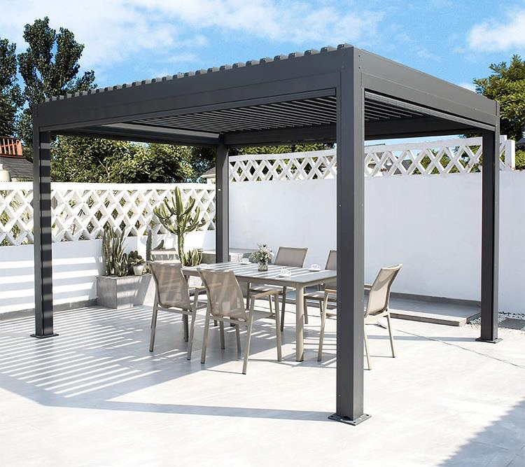 Factory Direct Gazebo Outdoor Waterproof with Side Screens Outdoor Sun Room Metal Aluminium Double-layer Louver Roof Pergola