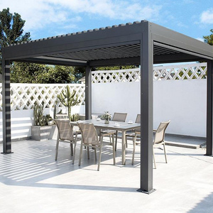 Factory Direct Gazebo Outdoor Waterproof with Side Screens Outdoor Sun Room Metal Aluminium Double-layer Louver Roof Pergola