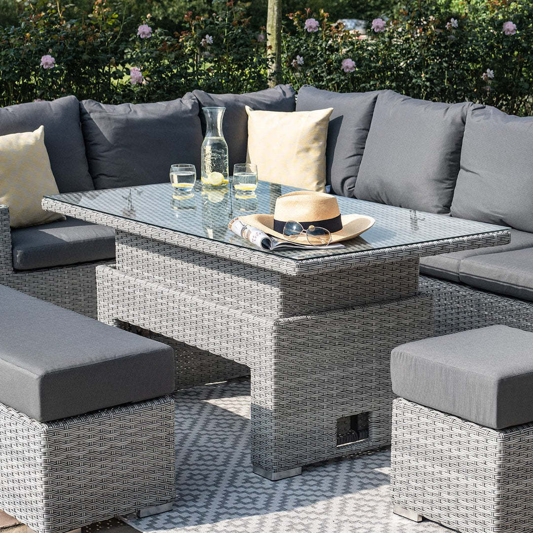 Patio Rattan Sectional Sets Outdoor Furniture Wicker Dining Set Garden Height-adjustable Table Sofa Set