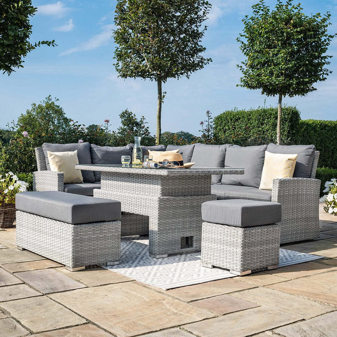 Patio Rattan Sectional Sets Outdoor Furniture Wicker Dining Set Garden Height-adjustable Table Sofa Set