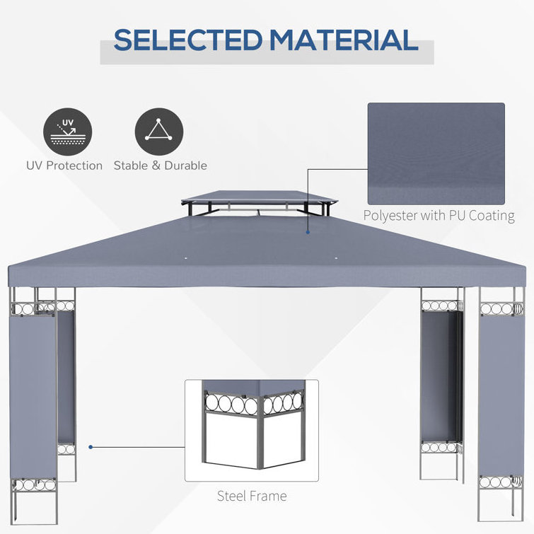 New arrive Outdoor Patio Garden Metal Grill Steel Gazebo  13 Ft. W x 10 Ft.