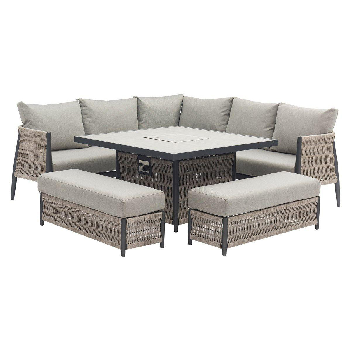 Rattan Furniture Outdoor Garden Modular Sofa Garden Furniture From China With Square Casual Dining Firepit Table