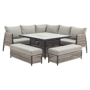 Rattan Furniture Outdoor Garden Modular Sofa Garden Furniture From China With Square Casual Dining Firepit Table