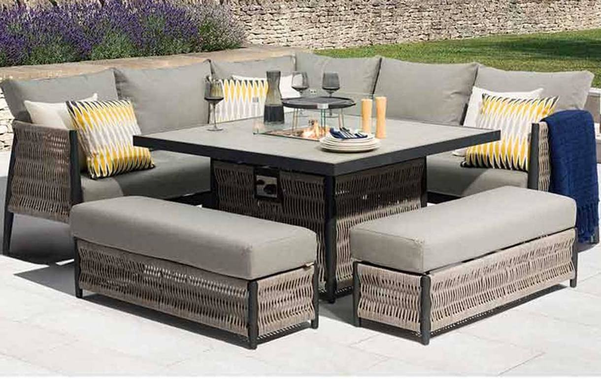 Rattan Furniture Outdoor Garden Modular Sofa Garden Furniture From China With Square Casual Dining Firepit Table