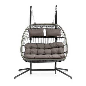 Morden Design Patio Hanging Wicker Swing Egg Sofa with Stand Garden loveseat Outdoor Double Seat Rattan Foldable Swing Chair