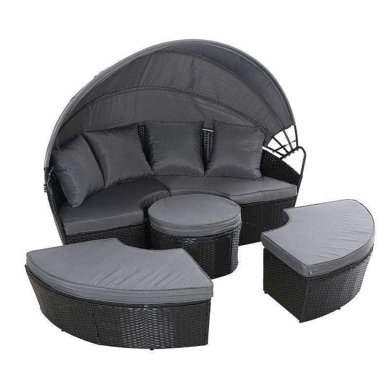 Patio Wicker Chaise Lounge Set Pool Furniture Sunbed Outdoor Rattan Sun Lounger Carton Modern Garden Daybeds with Cushions