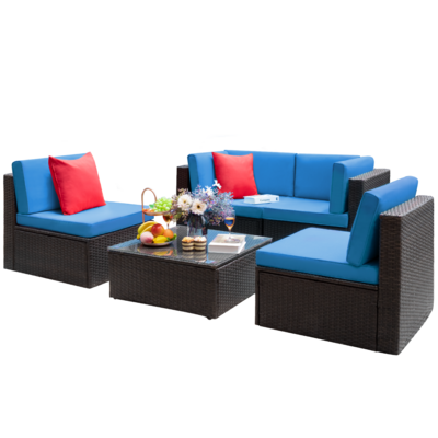 Outdoor Furniture Modern Courtyard Sofa Patio Rattan Lounge Flexible Combination Garden Wicker Sectional Aluminium Sofa Set