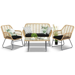 Waterproof Pe Rattan Patio Bistro Sets Garden Wicker Table And Chair Seating Group Outdoor Wicker Furniture Conversation sets