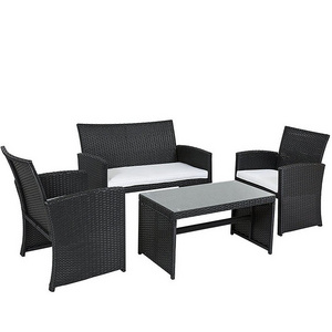 Waterproof Modern Design Patio Rattan Sofa Metal Garden Dining Table And Chairs Set Outdoor Wicker Furniture Conversation sets