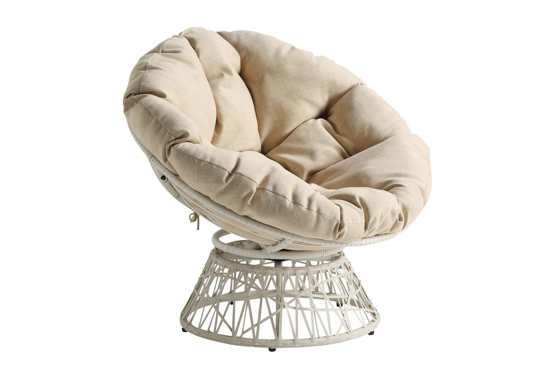 Indoor and Outdoor Use Wicker Papasan Chair with 360-degree Swivel Patio Swing Garden Hanging Rattan Egg Chair