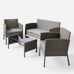 Courtyard Furniture Wicker 4 - Person Seating Group Rattan Patio Set Outdoor Chairs Garden Sofa Set