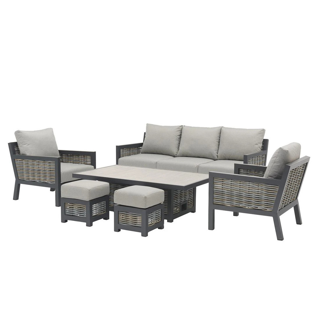 Patio Rattan Furniture Outdoor Wicker Sectional Sets Metal Waterproof Garden Aluminium Frame Sofa With Dining Tables