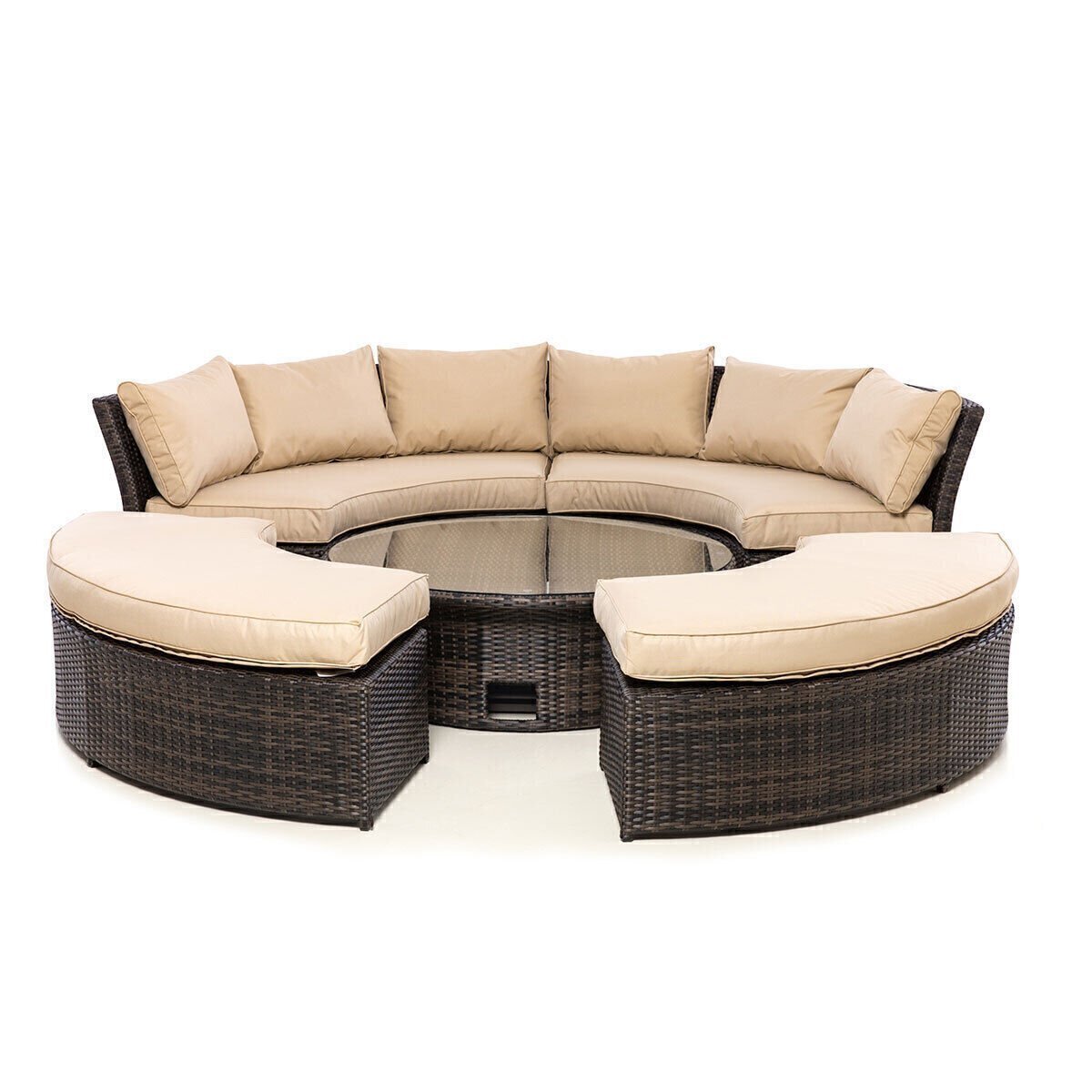 Wicker Outdoor Furniture Set Patio Chaise Lounge Set Pool Rattan Sun Lounger Garden Daybeds with Rising Table