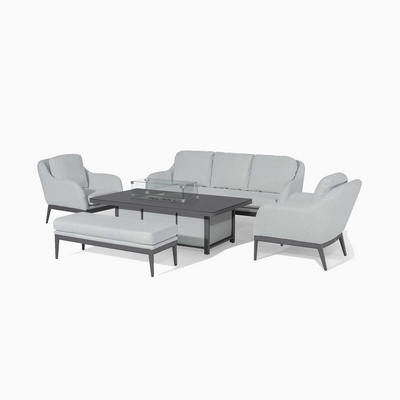 Modern Patio Furniture Outdoor Lounge with Fire pit table Aluminum Garden Conversation sets Metal Fabric Garden Sofa