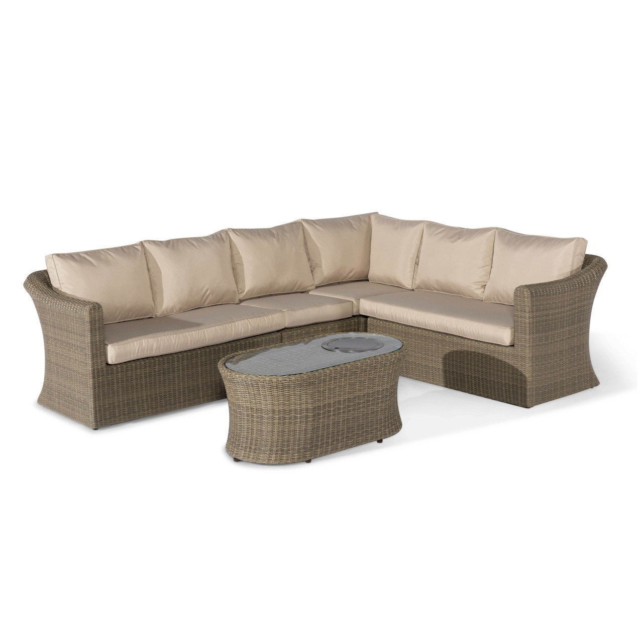 Courtyard Luxury L shape Sectional Lounge Outdoor Furniture Sets Patio Wicker Sofa Conversation sets Garden Lounger Rattan Set