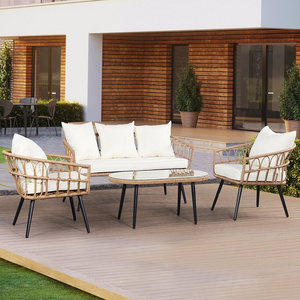 Outdoor Pe Rattan Furniture Patio Bistro Set Hotel Wicker Sofa Courtyard Conversation 4-piece Garden set