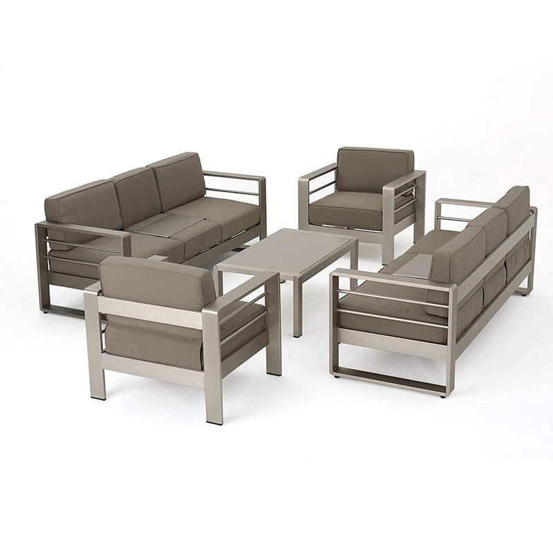 Luxury Aluminium Furniture Patio Sofa Sets Outdoor Conversation Lounge Garden Waterproof Metal Sofa with Fire Pit