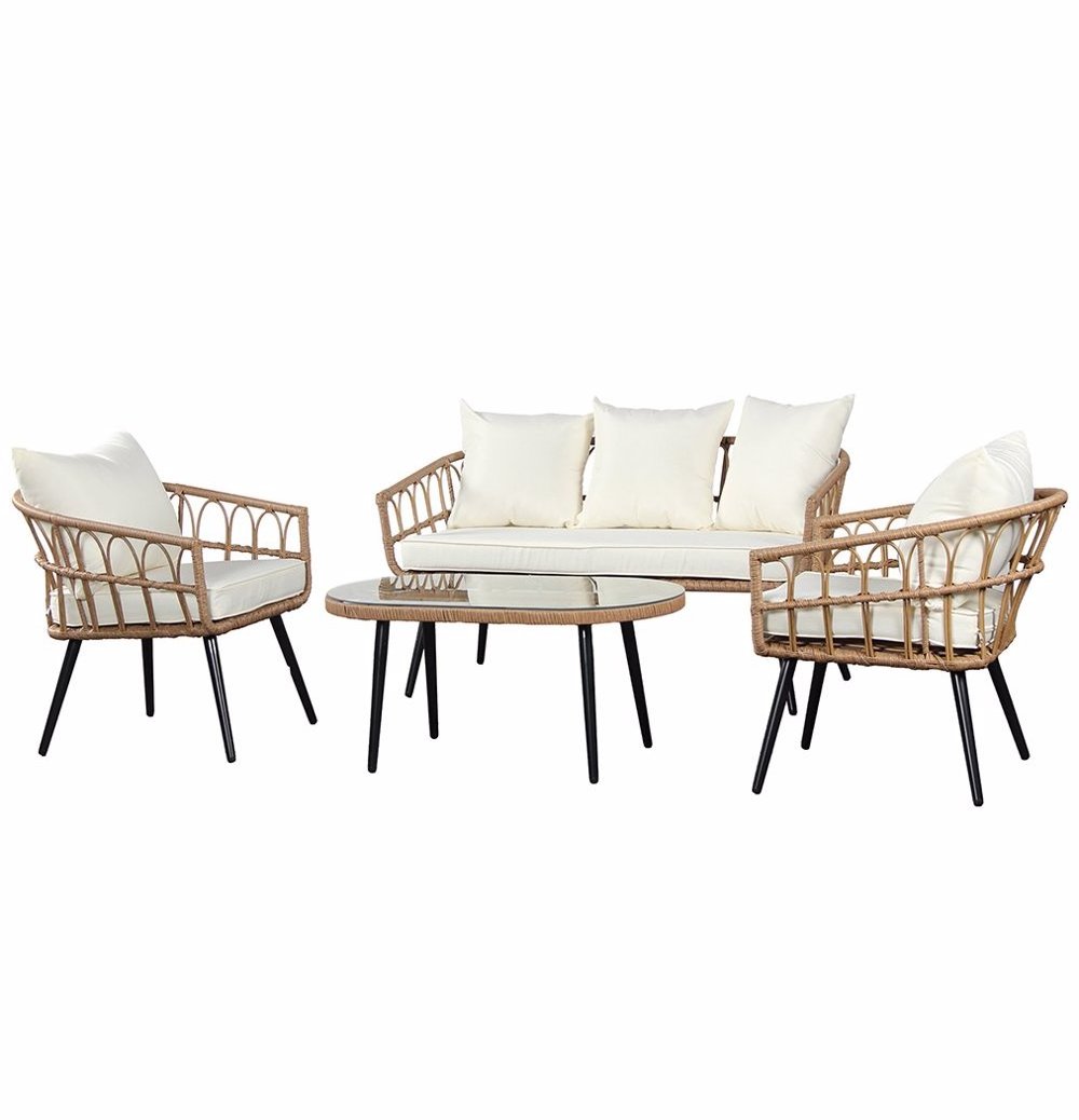 Outdoor Pe Rattan Furniture Patio Bistro Set Hotel Wicker Sofa Courtyard Conversation 4-piece Garden set