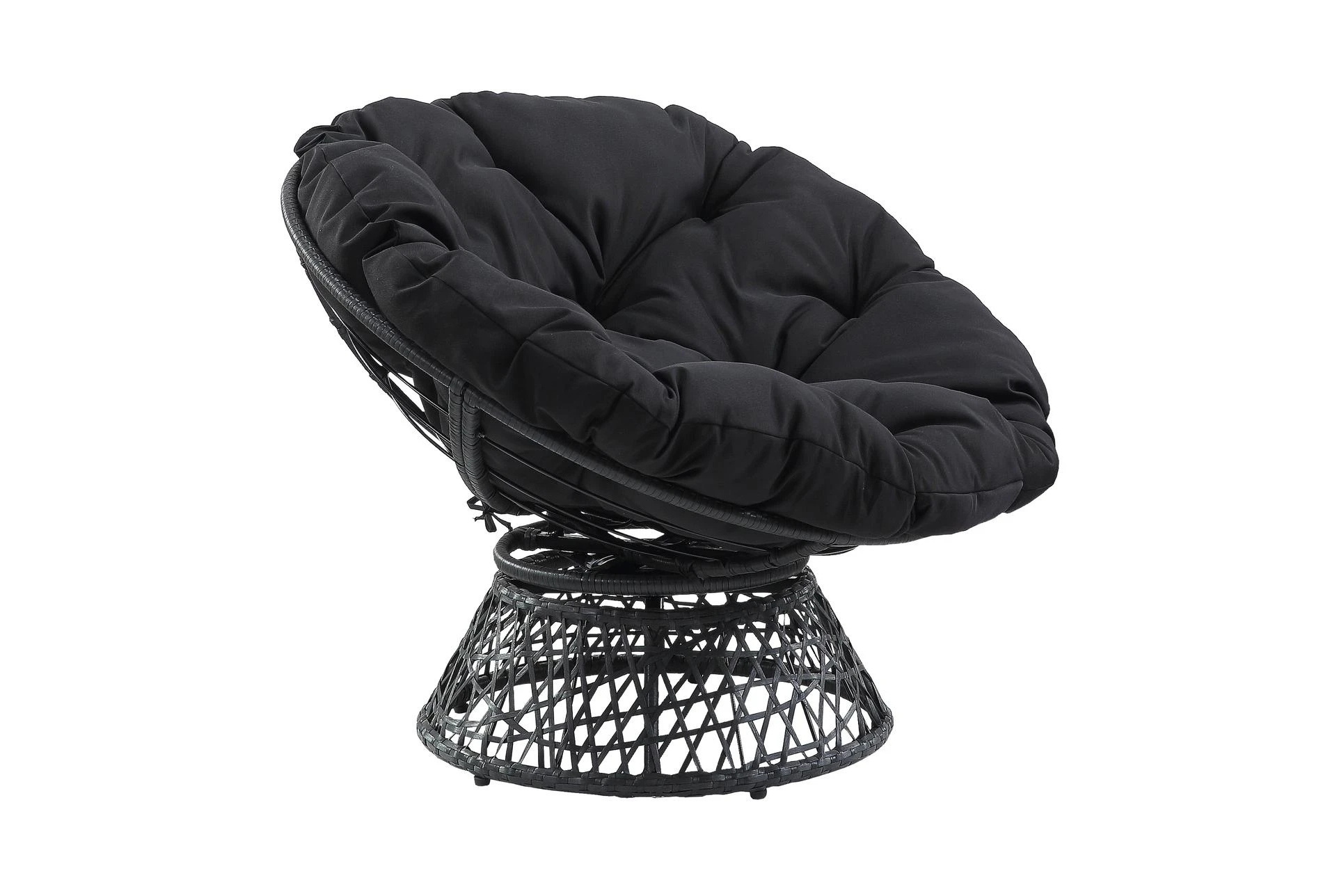 Indoor and Outdoor Use Wicker Papasan Chair with 360-degree Swivel Patio Swing Garden Hanging Rattan Egg Chair